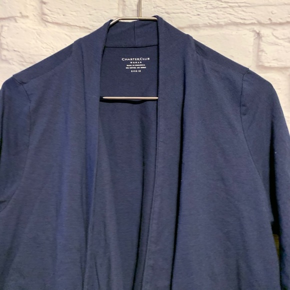 3/$35 Charter club 1X navy blue open cardigan top - Picture 6 of 8